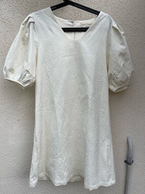 Hirsch and Timber Creamy White Jacquard A-Line Mini Dress 100% Cotton